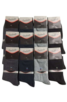 12 Adet Erkek Soket Çorap Siyah Gri Lacivert Füme
