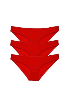 3 adet Süper Eko Set Likralı Kadın Slip Külot Kırmızı