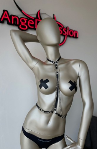 Bel ve Boyun Detaylı Şık Deri Harness Bel ve Boyun Detaylı Şık Deri Harness